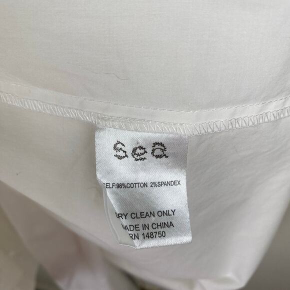 Sea Waverly Mini Dress Size 0 White Tier Flutter Sleeve Cotton Spring Summer - Picture 12 of 15